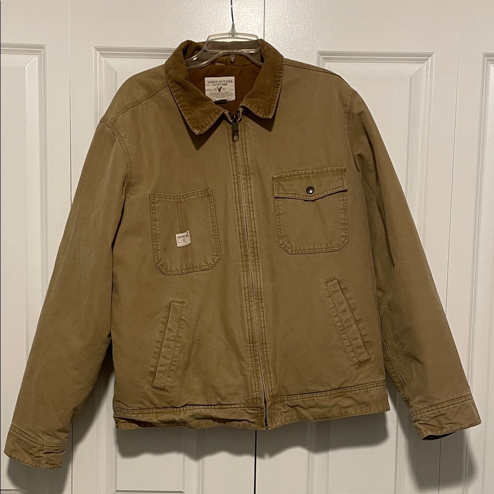American Eagle Outfitters Tan Field Jacket with Corduroy Collar